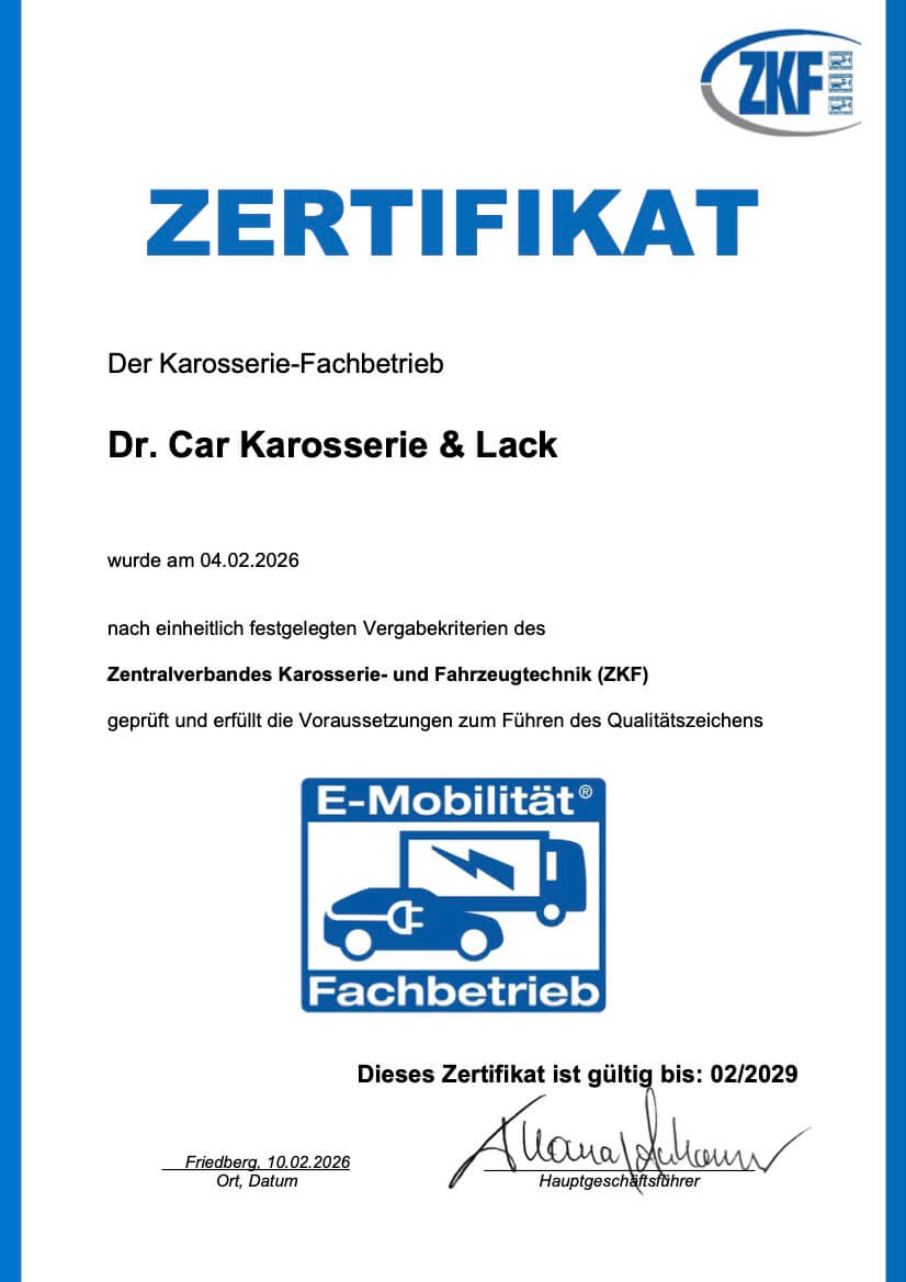 Urkunde E-Mobilität Dr. Car